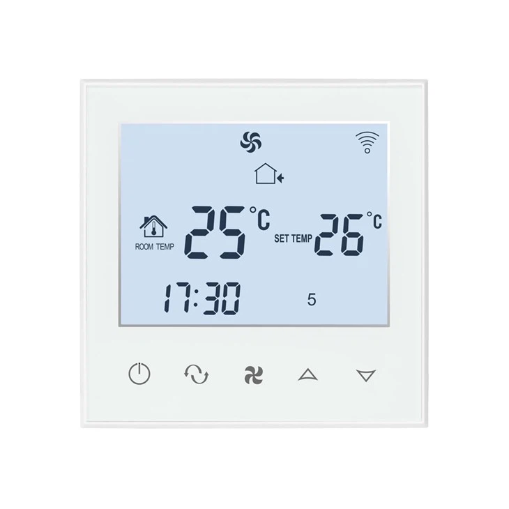 Biela obrazovka 2-rúrkový a 4-rúrkový ventilátorový termostat TDS21-AC